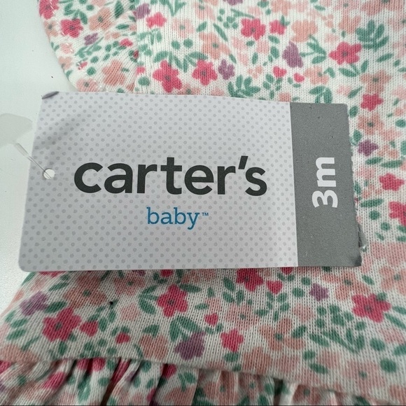 NWT Carter's Pink Purple Floral Print Flutter Sleeve Dress Size 3 Mth Baby Girl - Picture 9 of 9